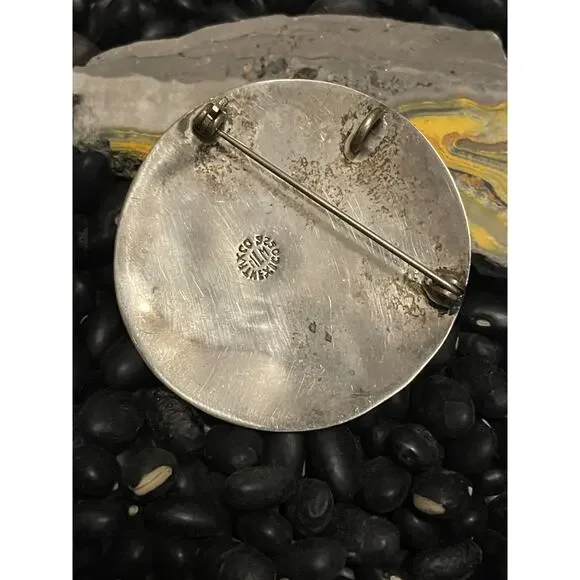 Huge Vintage Sterling Mexico Kachina Mud Man Afghan Storyteller Pin Pendant - Picture 4 of 7